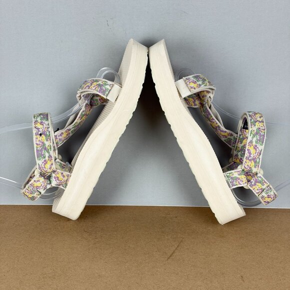 Teva Midform Universal Platform Sandals Womens 7 Cream Purple Green Casual - Picture 5 of 9